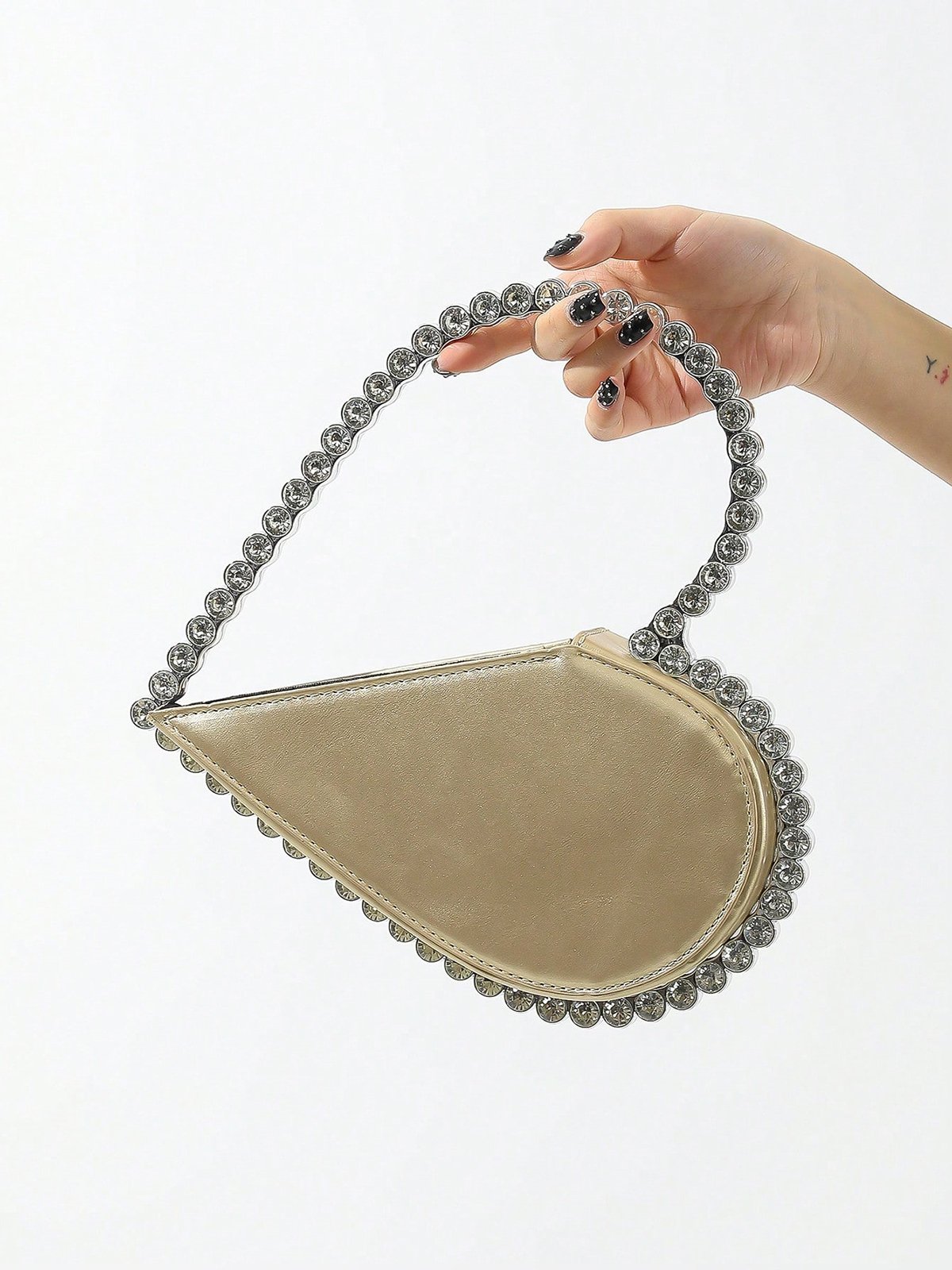 Banquet Party Heart Shaped Diamond Leather Ladies Clutch Elegant