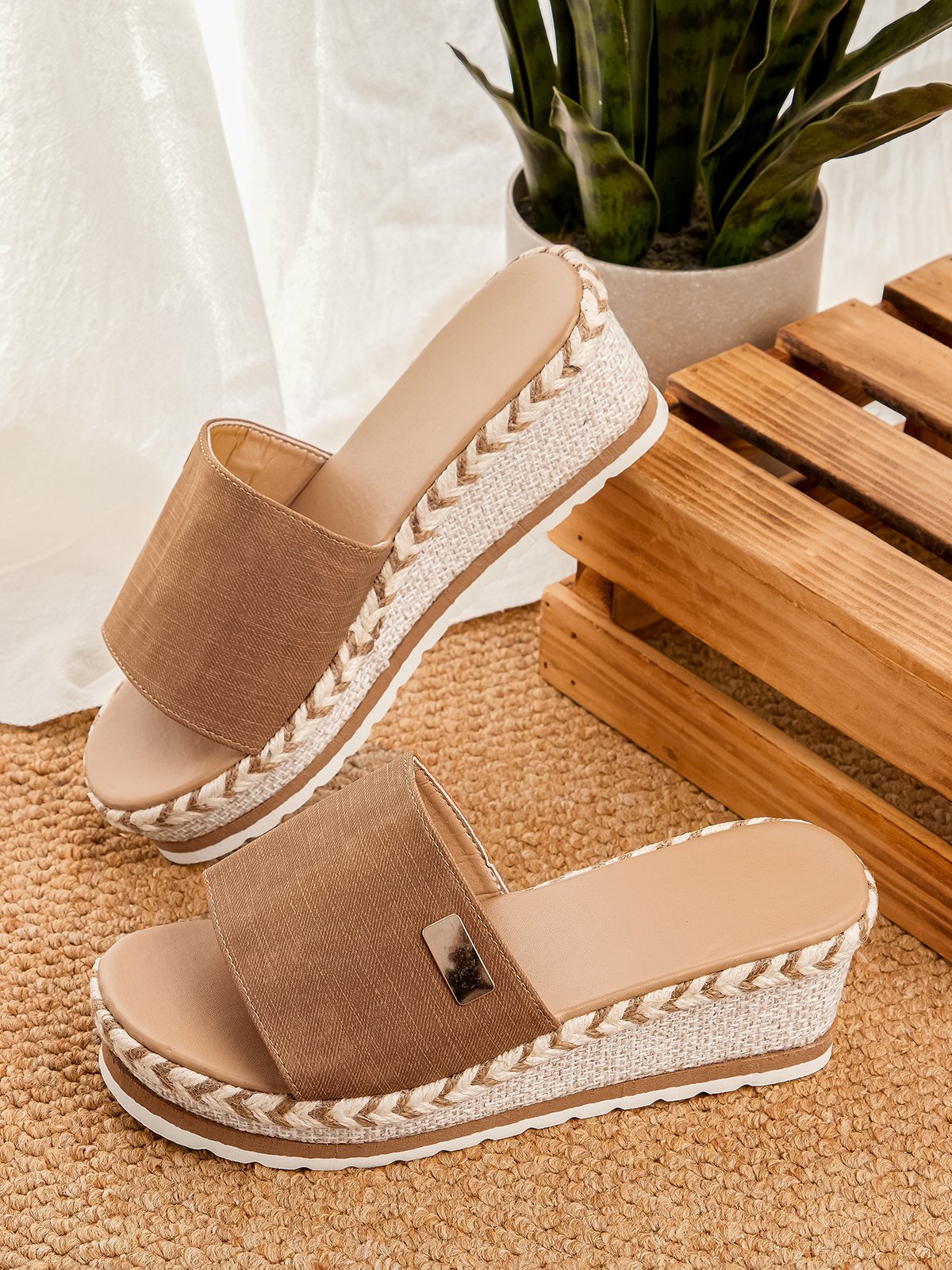 Platform Pu Leather Sandals & Slippers