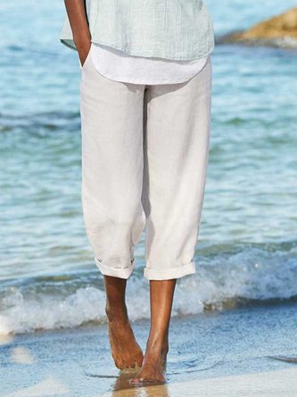 Loose Cotton Solid Pants