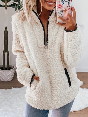 Casual Long Sleeve Patchwork Zipper Jacket