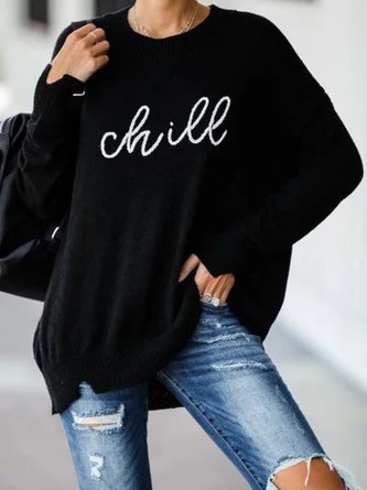 Black Casual Printed Knitted plus size Jumper
