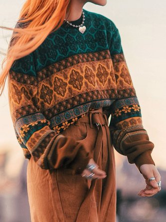 Vintage Crew Neck Graphic Top