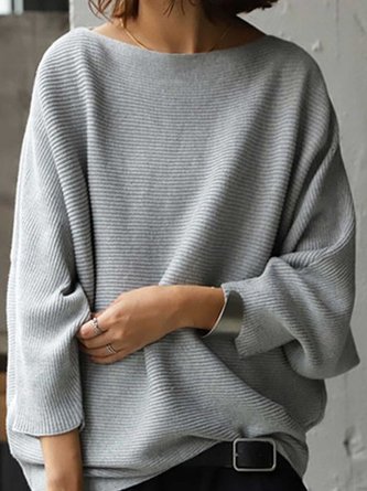 Long Sleeve Solid Crew Neck Jumper