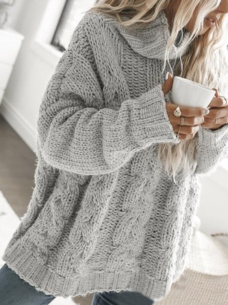Cowl Neck Wool/knitting Solid Elegant Jumper
