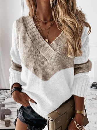 V Neck Loose Casual Wool/knitting Sweaters