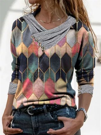 Fit V Neck Casual Long Sleeve Top