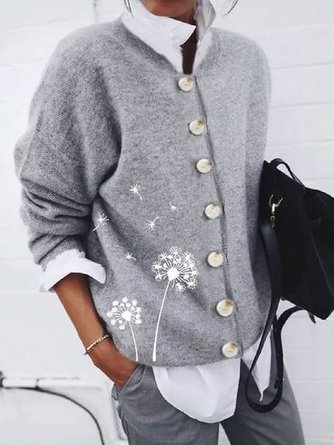 Cotton Plants Crew Neck Cardigans