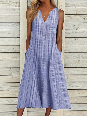 V Neck Striped Casual Casual Dress