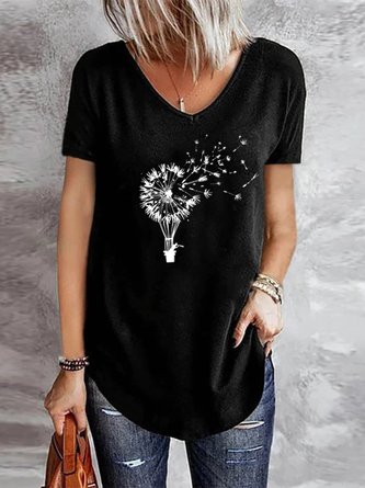 V Neck Casual Jersey Loose T-shirt