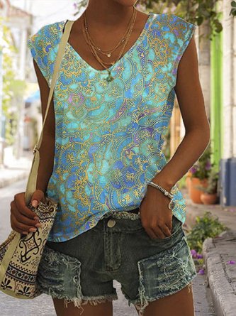 Ethnic Jersey Casual Tank & Cami