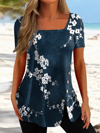 Square Neck Jersey Fit T-shirt