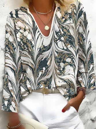 Casual Ombre V Neck Loose Tops