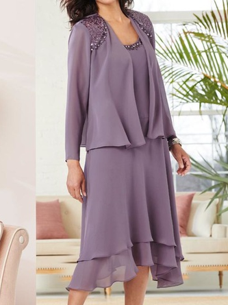 Plain Autumn Urban Natural No Elasticity Wedding Cotton-Blend Coat With Skirt Regular Two-Piece Set for Women