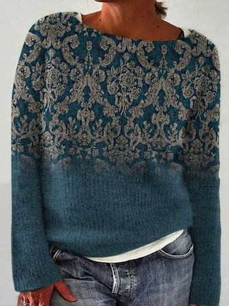 Boho Ethnic Autumn Loose Wool/Knitting Regular H-Line Regular Medium Elasticity Jumper for Women