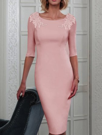 Tight Jersey Elegant Crew Neck Dress
