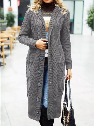 Autumn And Winter Solid Color Cardigan Loose Sweater Coat