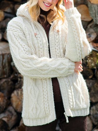 Plain Hoodie Sweater Coat