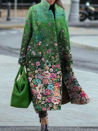 Gradual flower button lapel coat