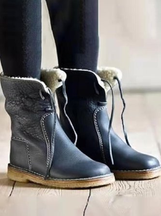 Vintage Soft Leather Thermal Lace-Up Boots