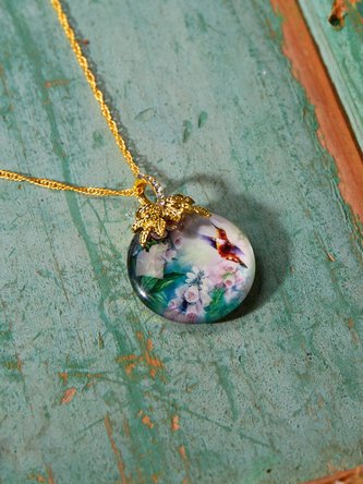Crystal Flower Bird Necklace