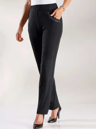 Regular Fit Knitted Urban Hot Drilling Fashion Pants