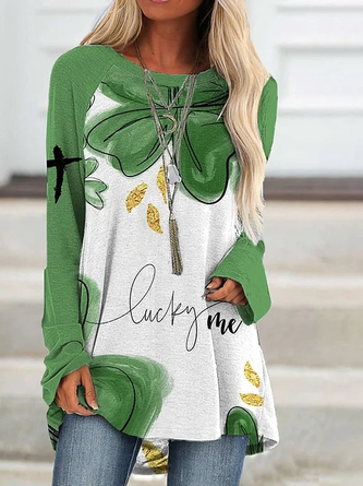 St. Patrick's Lucky Me Cross Print Long Sleeve Tunic