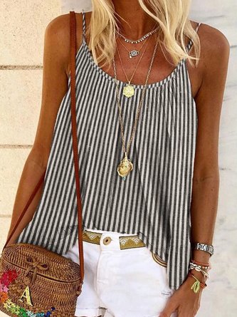Loose Linen Spaghetti Striped Cami