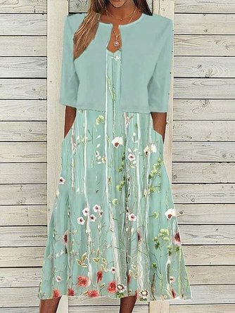 Floral V Neck Casual Two-Piece Set