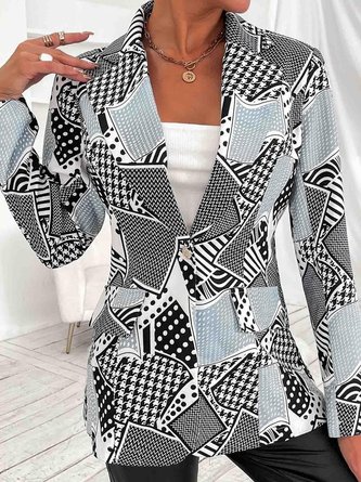 Casual Plaid Slim Button Lightweight Suit Jacket Women's Urban Daily