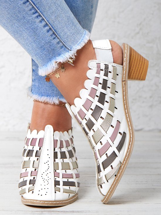 Vintage Weave Inlay Block Heels