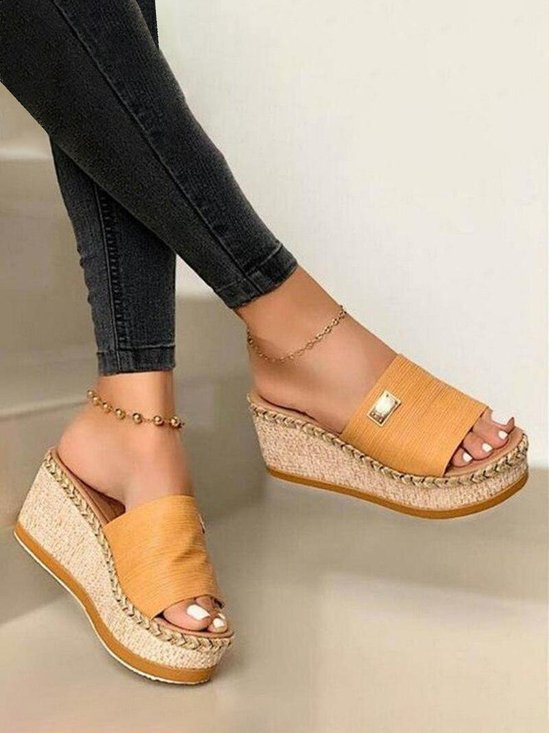 Platform Pu Leather Sandals & Slippers