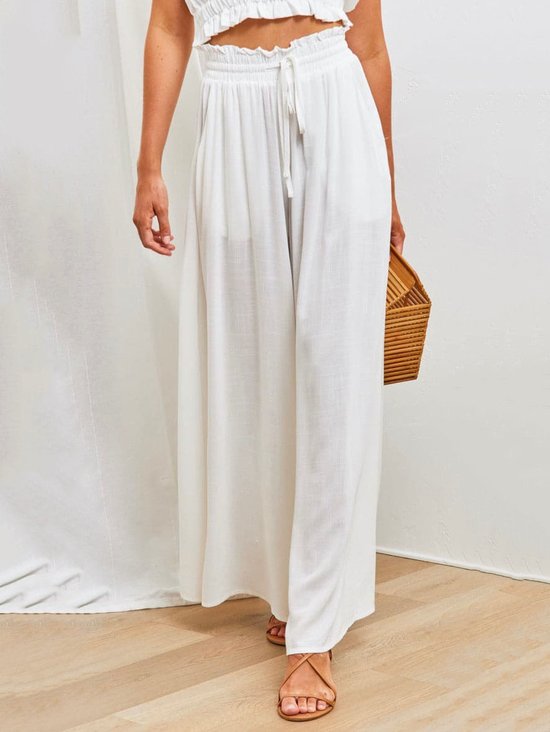Polyester Fibre Loose Plain Pants