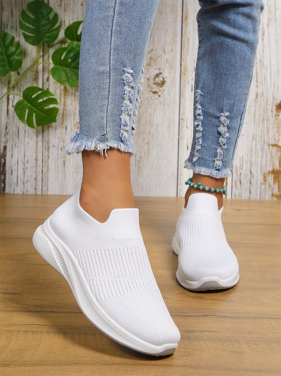 Solid Color Cushioning Breathable High Elastic Fly Woven Sneakers