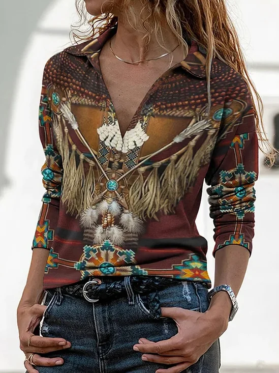 Ethnic Regular Fit Shawl Collar Casual Shirt