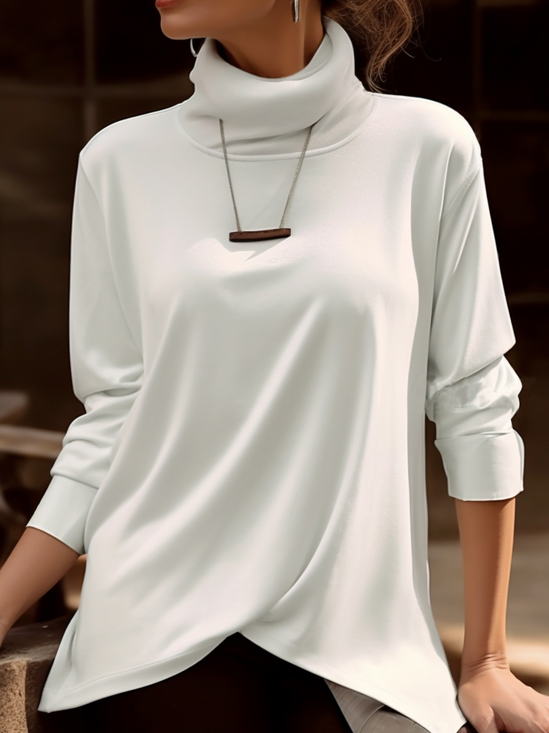 Asymmetric Casual Plain T-Shirt