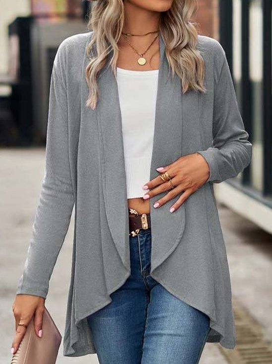 Draped Shape Plain Coat
