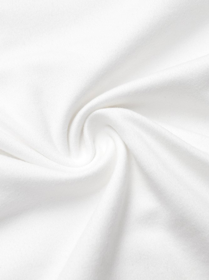 Buttoned Plain Casual Polyester Cotton T-Shirt
