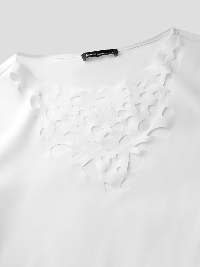 Plain Polyester Fibre Loose Casual T-shirt