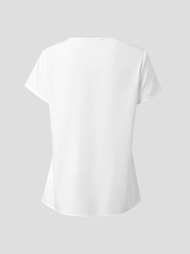 Plain Polyester Fibre Loose Casual T-shirt