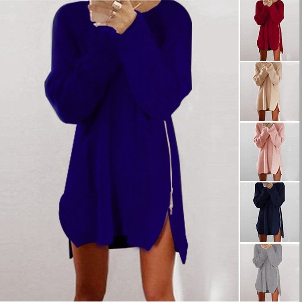 Crew Neck Casual Solid Sweaters
