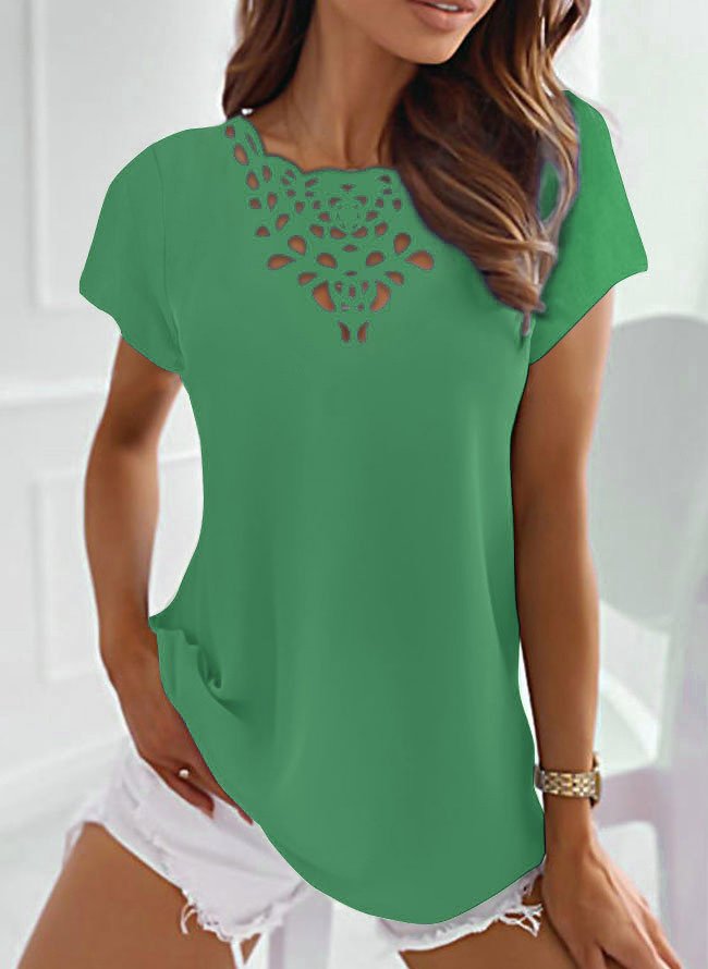 Plain Polyester Fibre Loose Casual T-shirt