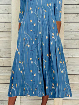 Casual Floral Autumn Daily Regular Fit Long sleeve Crew Neck T-Shirt Dress A-Line Dresses for Women