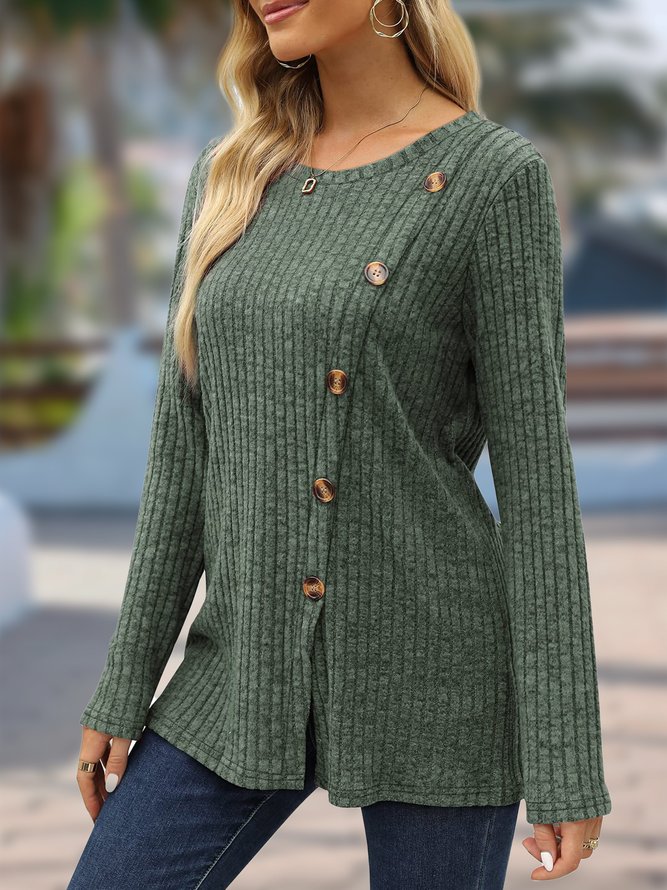 Womens Long Sleeve Tops Ladies Lightweight Jumpers Button Front Slit Tunic