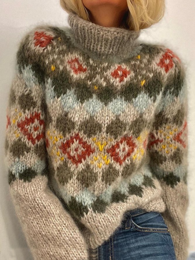Color Block Boho Fairisle Jumper