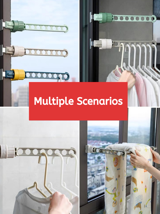 Portable Storage Folding Hanger Hook Indoor Clothes Rack Window Frame