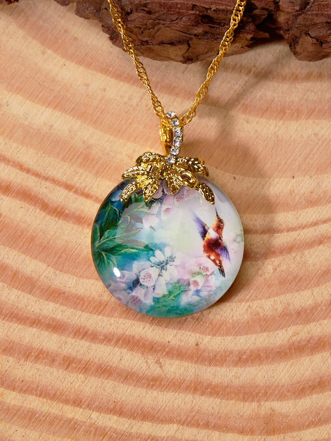 Crystal Flower Bird Necklace