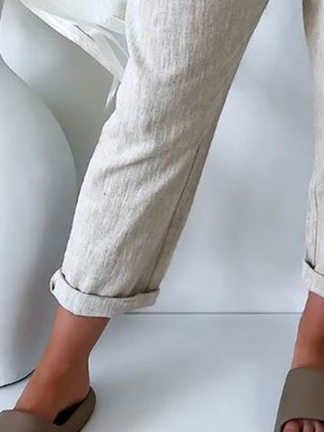 Plain Linen Cotton And Linen Pants