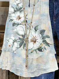 Linen Linen Floral Tank Top