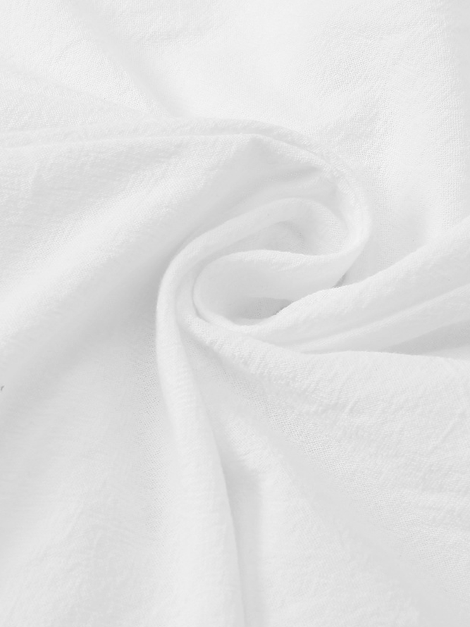 Buttoned Linen Loose Plain Pants