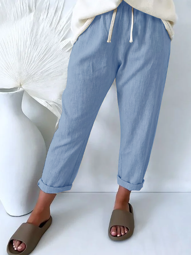 Plain Linen Cotton And Linen Pants